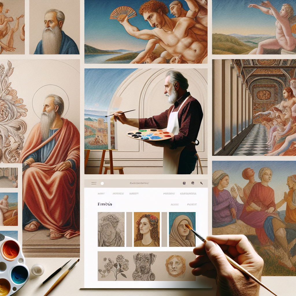 Un site web de peinture murale avec une galerie d'images de fresques