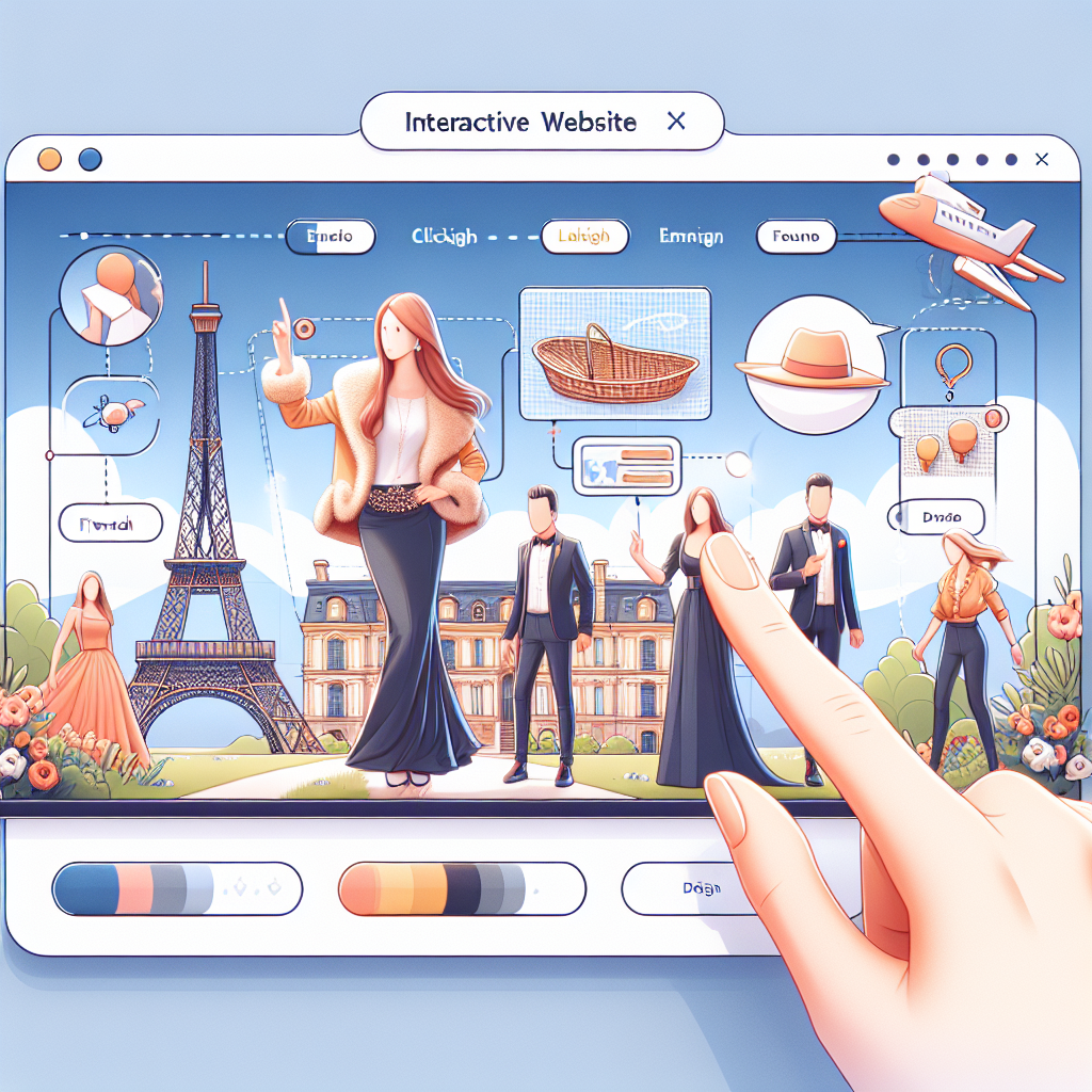 Un site web interactif avec des éléments cliquables et des animations.