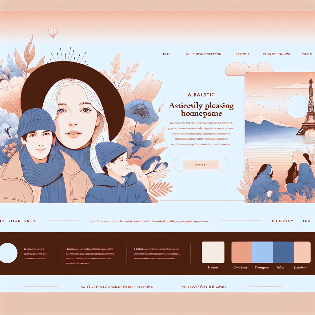 Une page d'accueil de site web avec des éléments graphiques attrayants et des couleurs apaisantes.