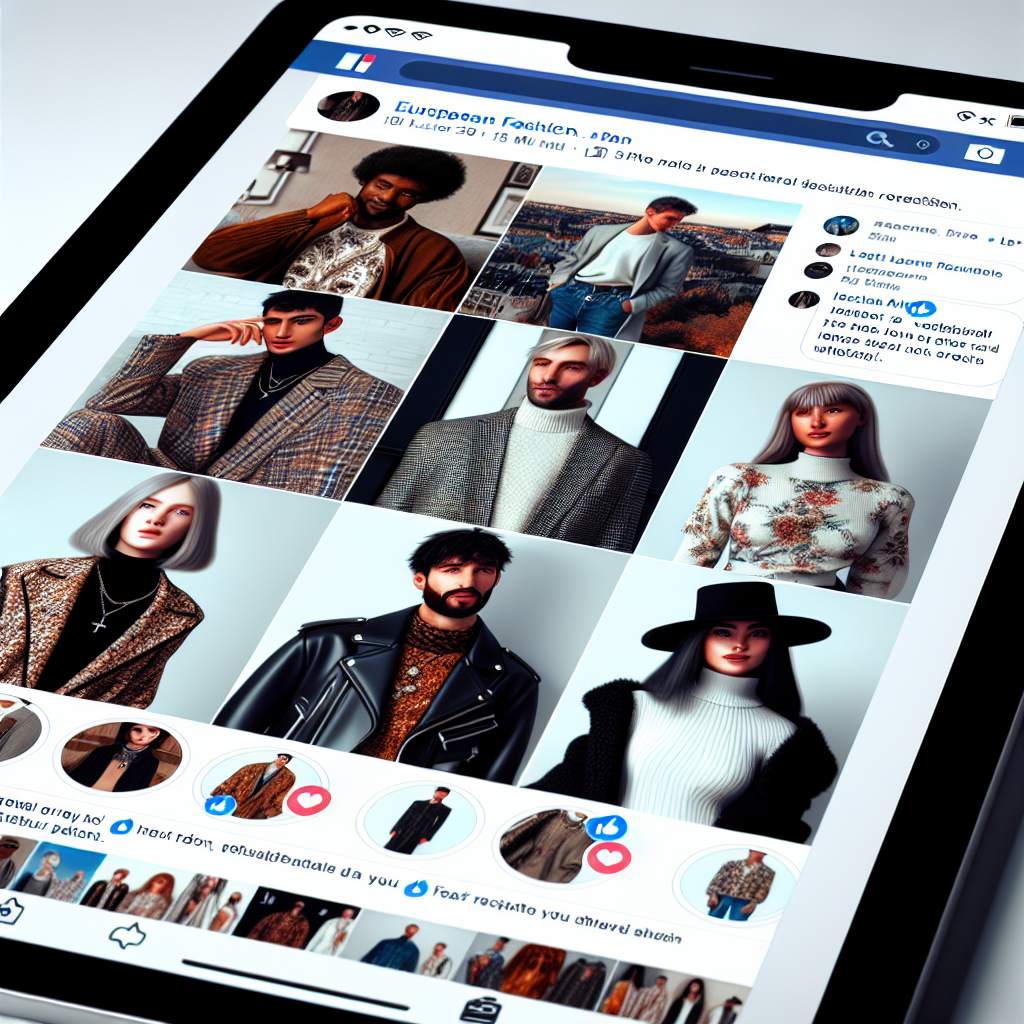 Une page de réseau social avec des images de mode et des interactions.