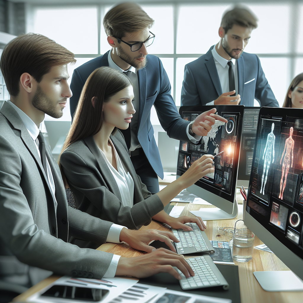 Des personnes travaillant ensemble sur une campagne de marketing digital avec des ordinateurs et des graphiques.