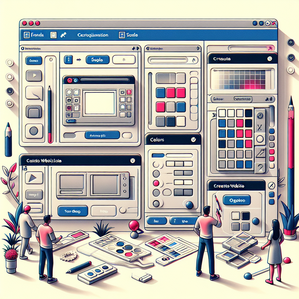 Interface utilisateur d'une plateforme de création de site, montrant des outils de personnalisation.