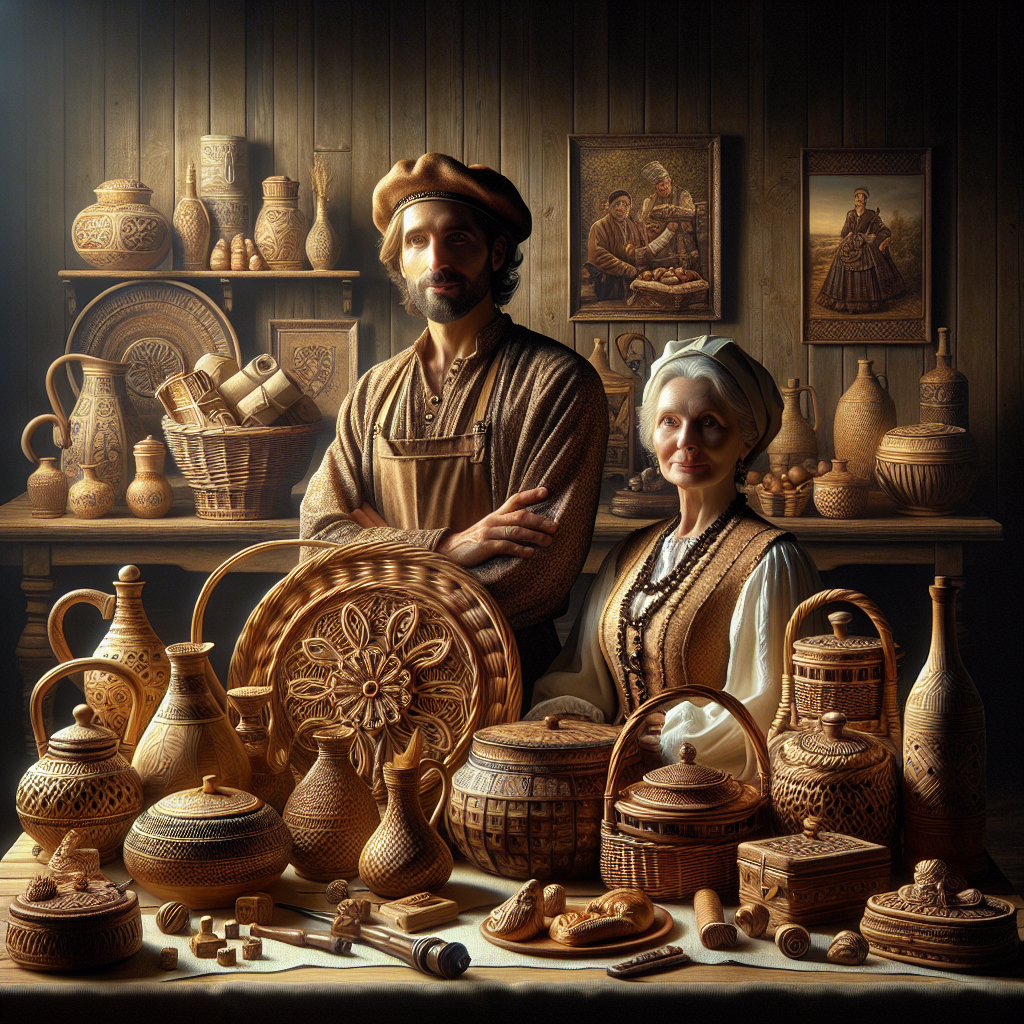 Photos de produits artisanaux bien éclairées et disposées sur une table en bois.