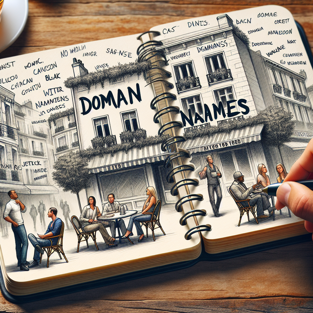 Un carnet de notes avec des idées de noms de domaine.