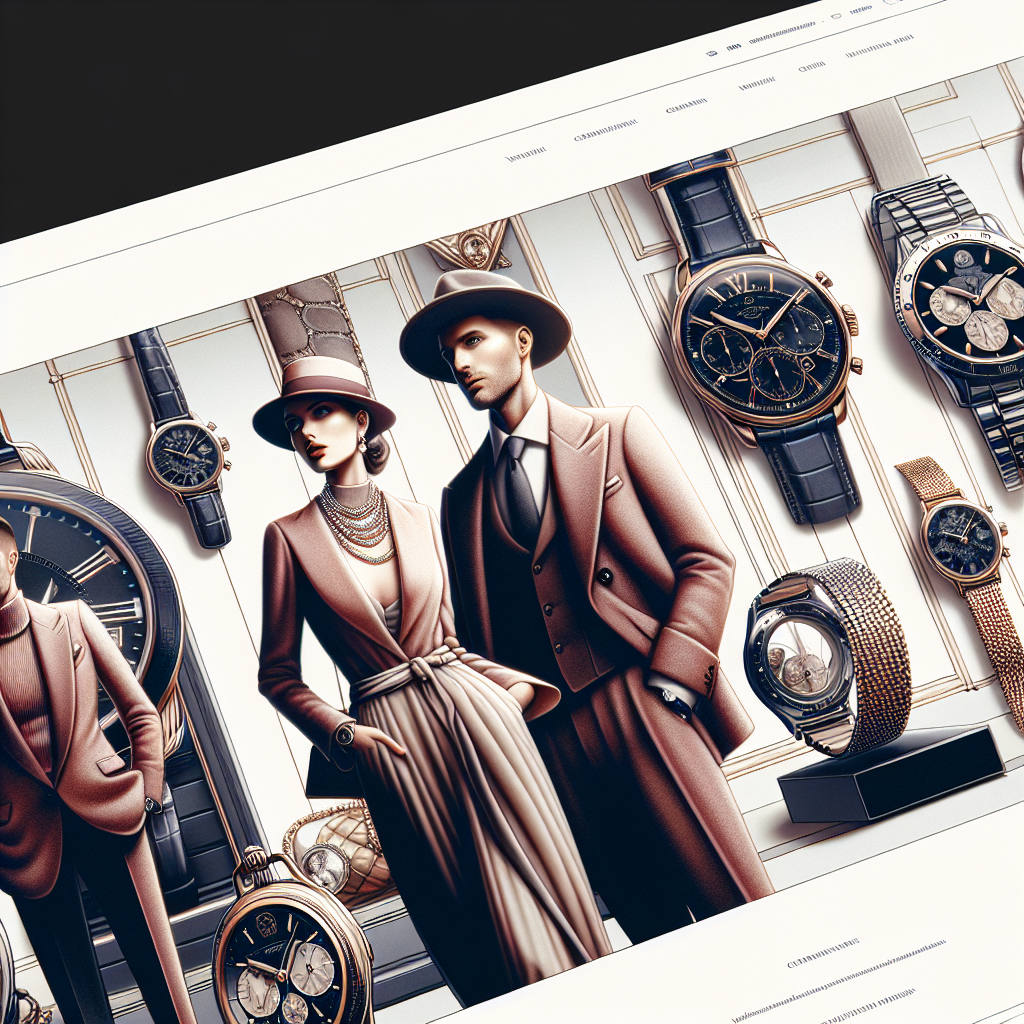 Un design de site web élégant avec des montres en arrière-plan.