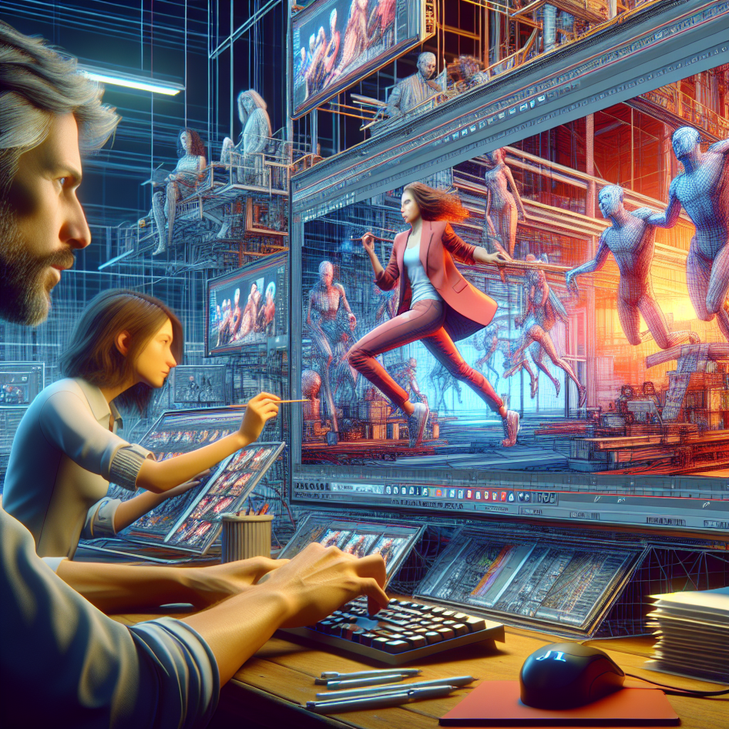 Un écran d'ordinateur affichant une animation 3D en cours de création.