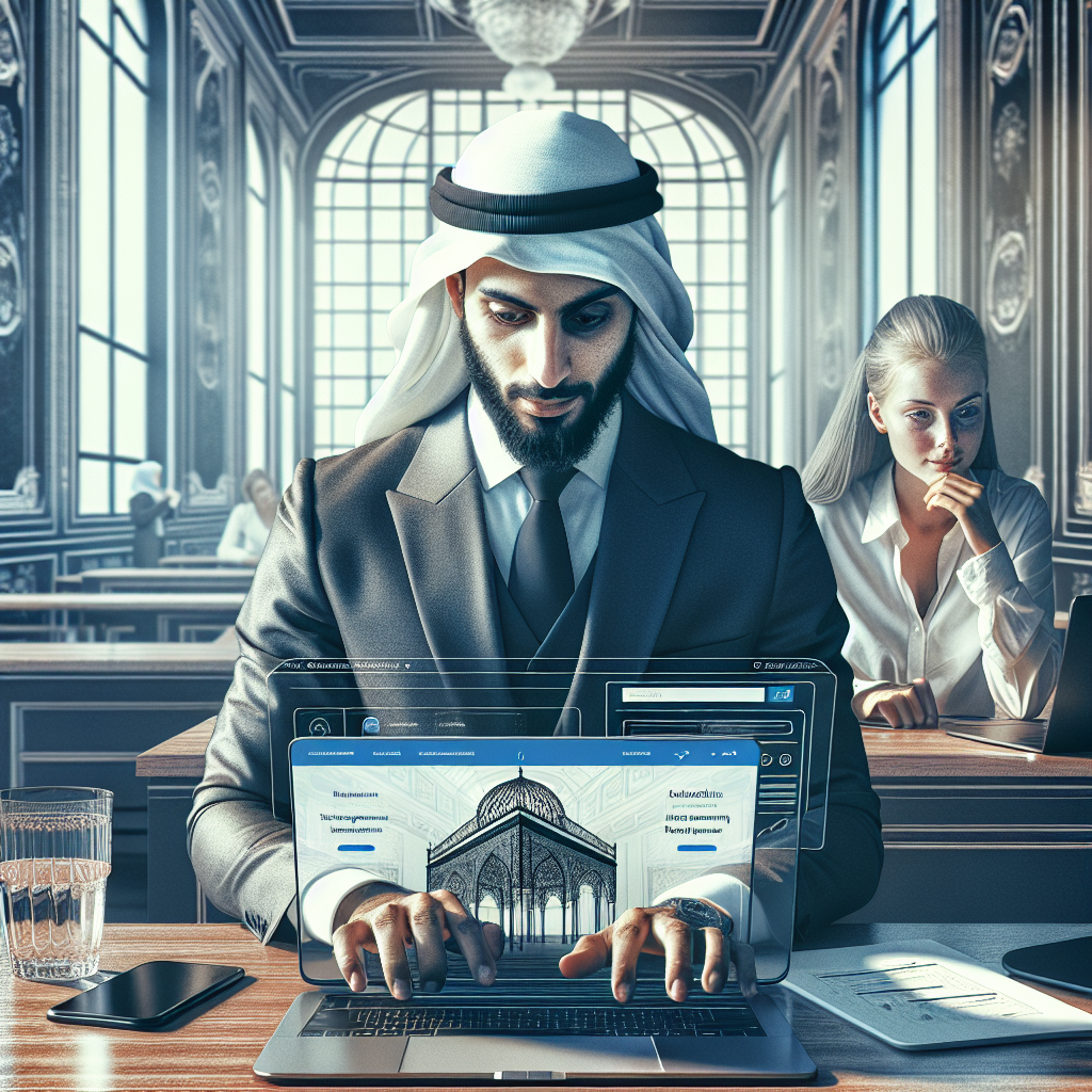 Un entrepreneur utilisant un ordinateur portable avec une interface de création de site web intuitive.