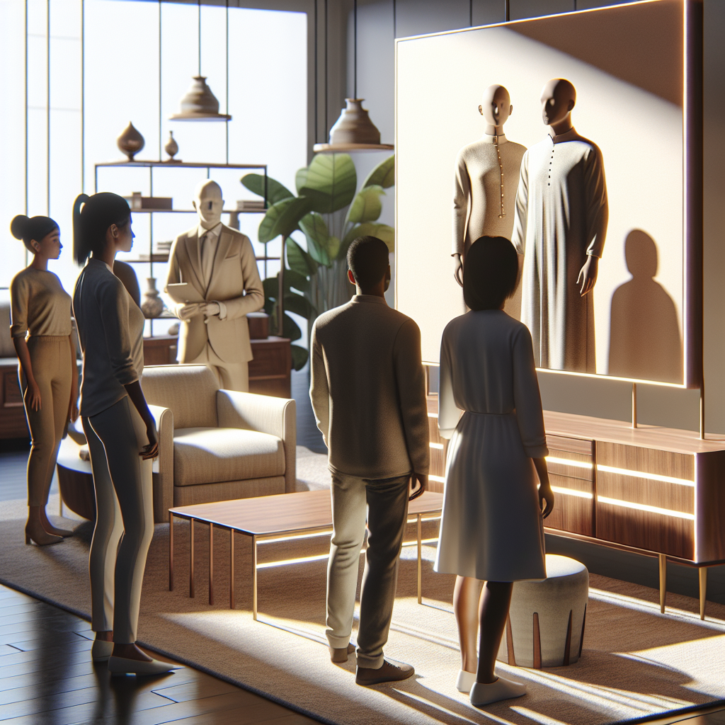 Un meuble sur mesure bien éclairé dans un showroom.