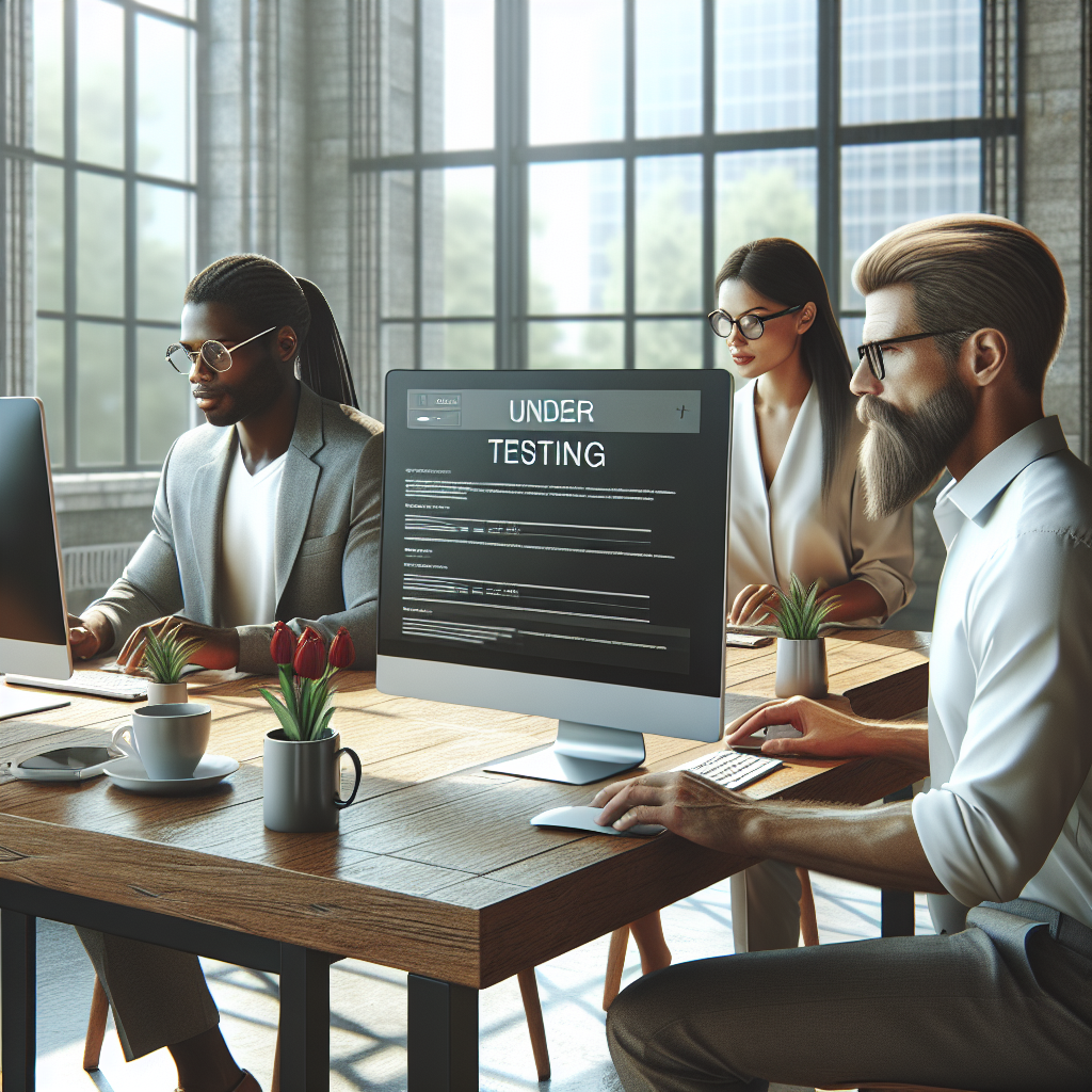 Un ordinateur affichant un site web en cours de test.