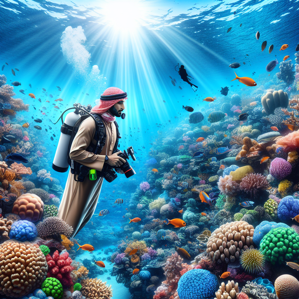 Un plongeur explorant un récif corallien, symbolisant l'aventure et la découverte.