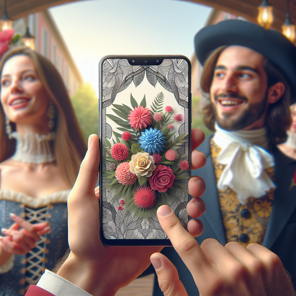 Un smartphone affichant un site web floral.