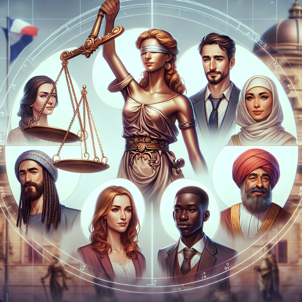 Une balance de la justice en arrière-plan flou.