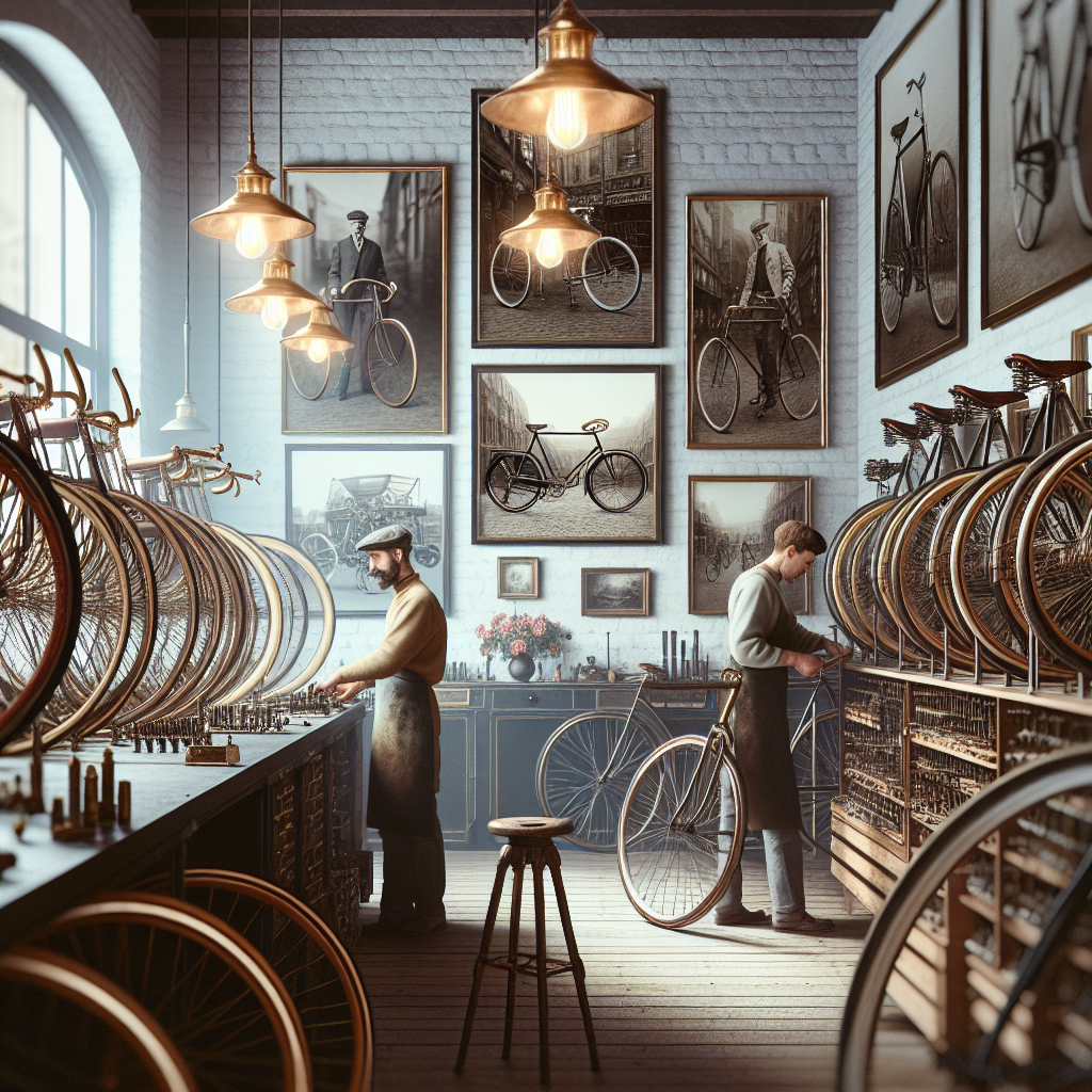 Une galerie de photos de vélos restaurés et d'un atelier de réparation.