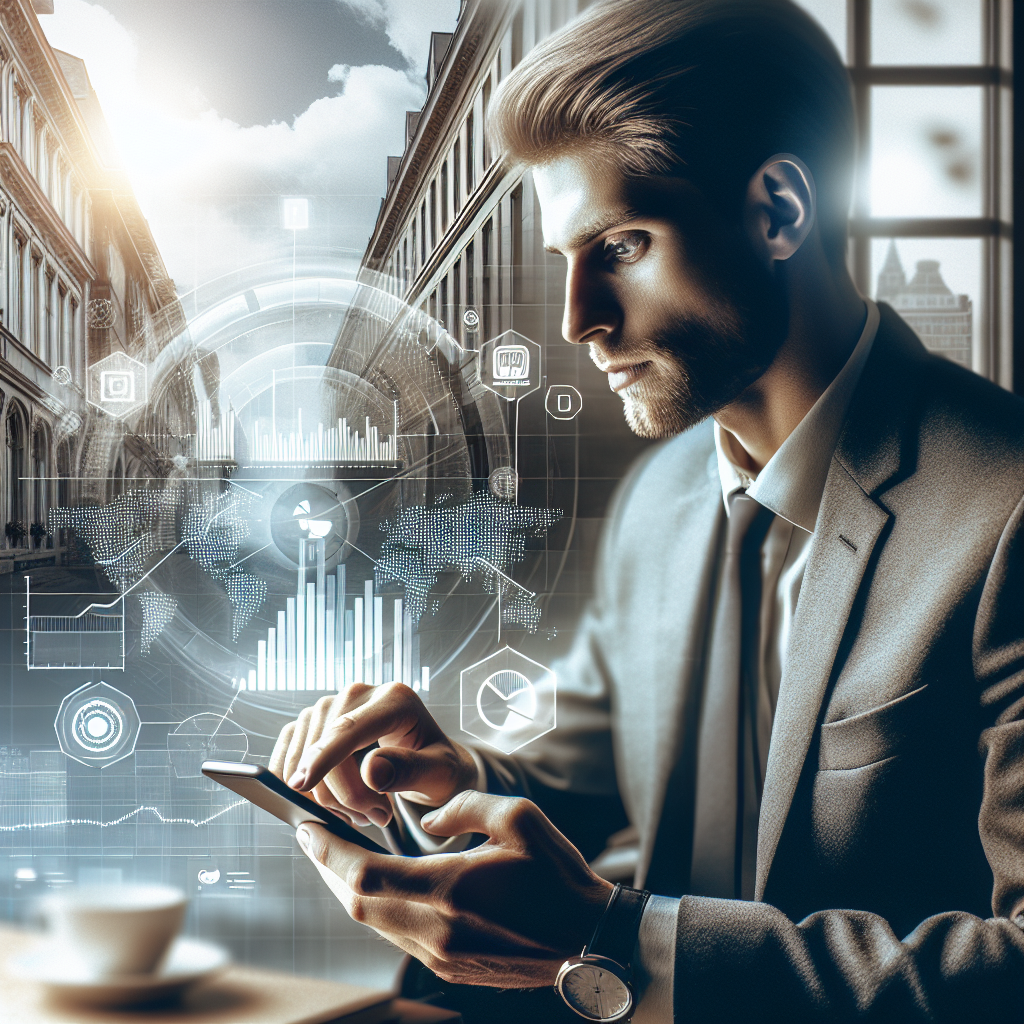 Une personne utilisant un smartphone pour gérer des campagnes de marketing digital.