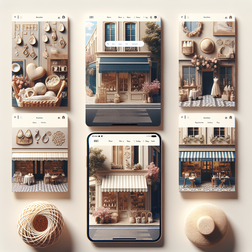 Capture d'écran artistique de plusieurs sites web de boutiques artisanales.