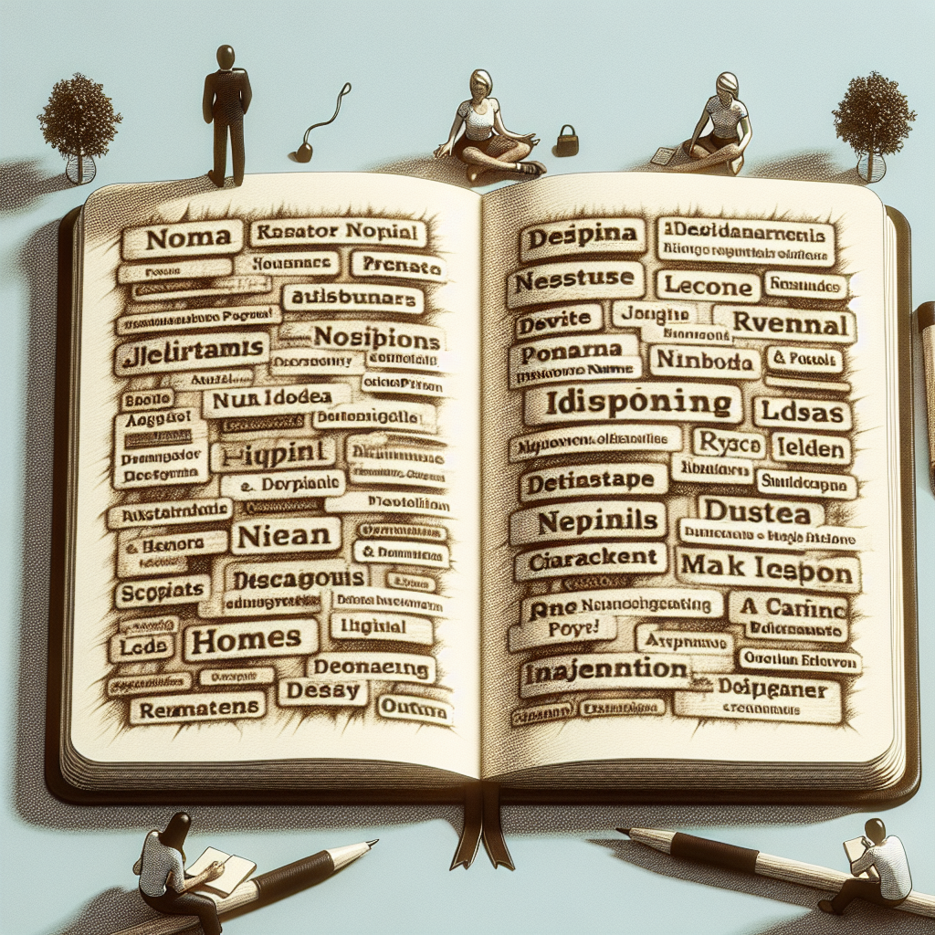 Un carnet de notes avec des idées de noms de domaine écrites.