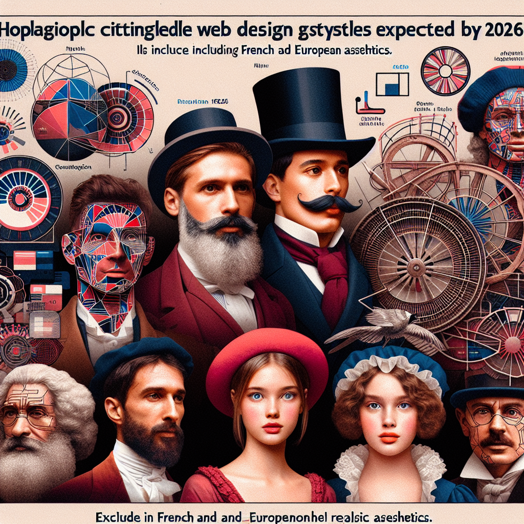 Un collage de différents styles de design web tendance pour 2026.