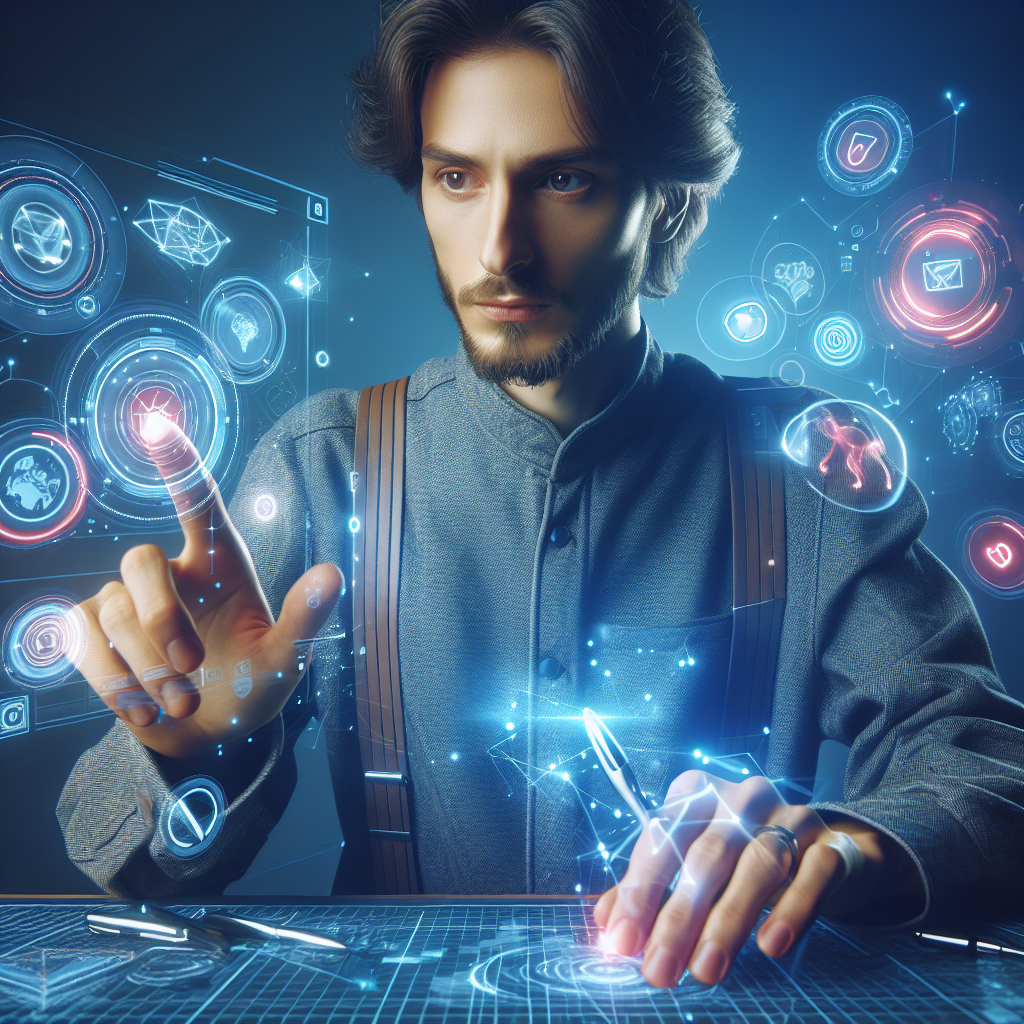 Un créateur de contenu travaillant avec des éléments de réalité augmentée.