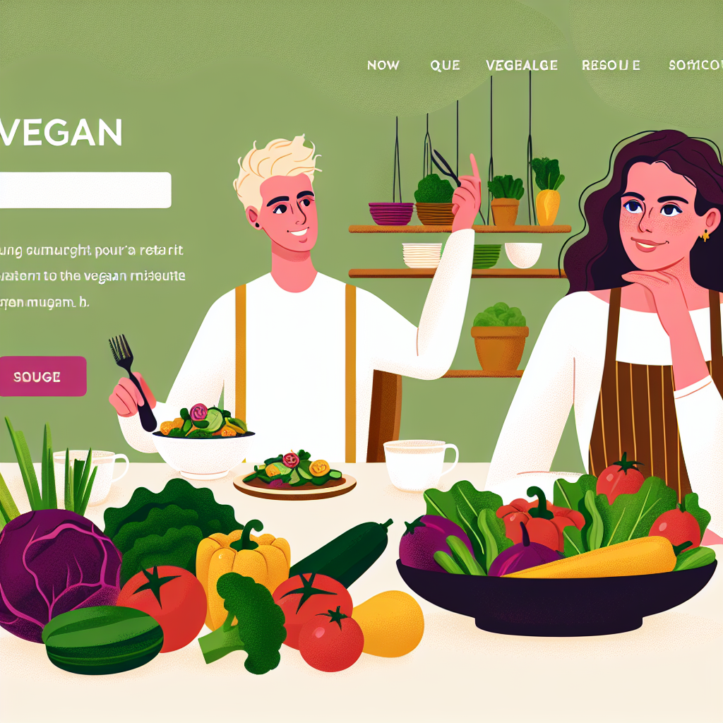 Un site web de restaurant végétalien avec des couleurs vertes et des images de légumes frais.